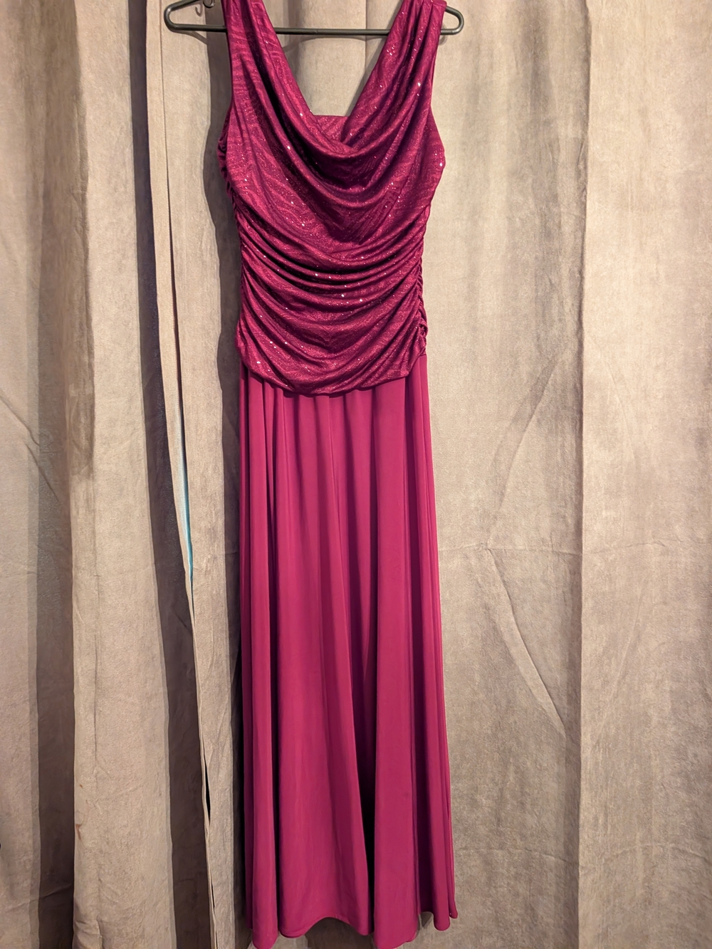 R&M Richards Sparkle Burgundy Maxi Dress